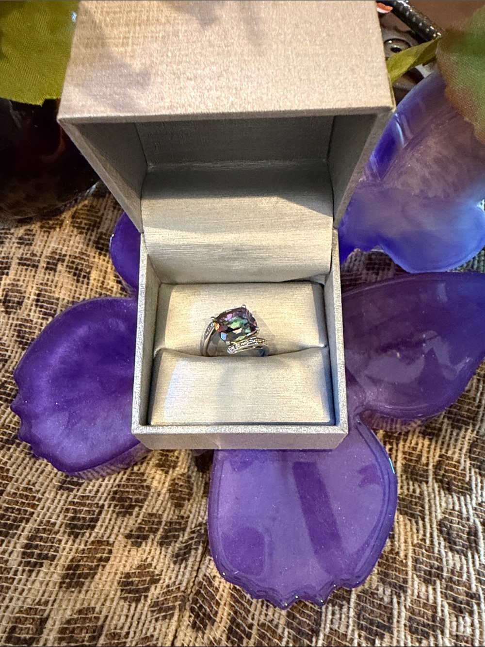 Sterling Silver Mystic Topaz Ring - Purple Multicolor Size 8 GORGEOUS SETTING